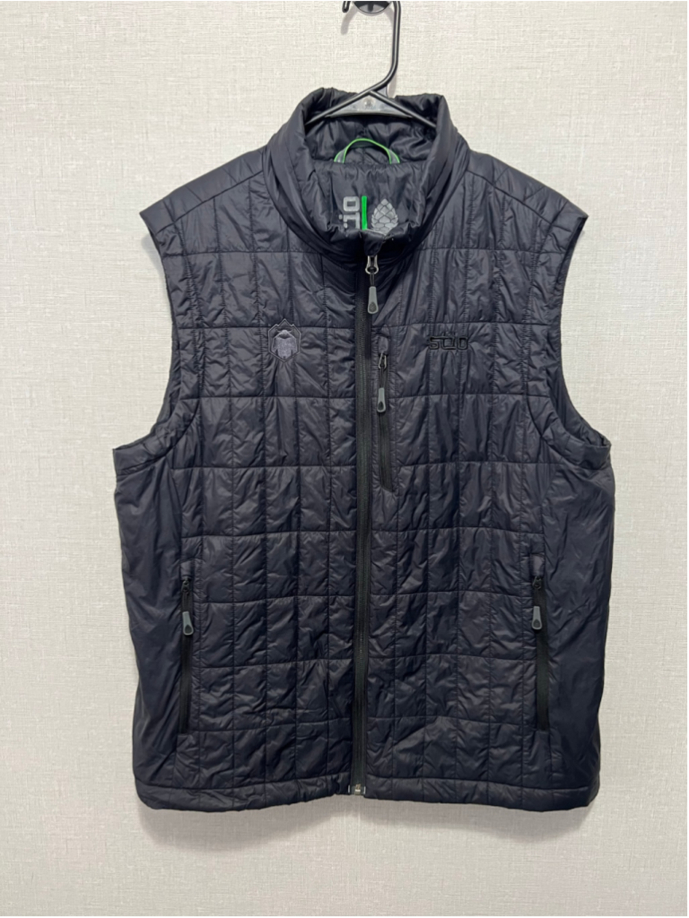 Stio Black Quilted Insulated Lightweight Full Zip Technical Vest With Embroidery
